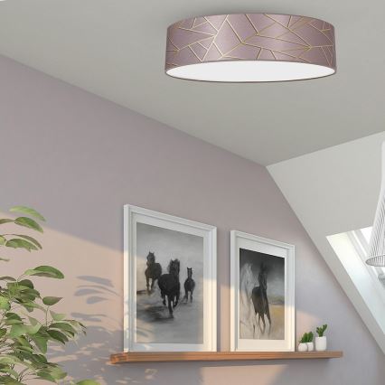 Taklampa  ZIGGY 3xE27/60W/230V rosa /gold