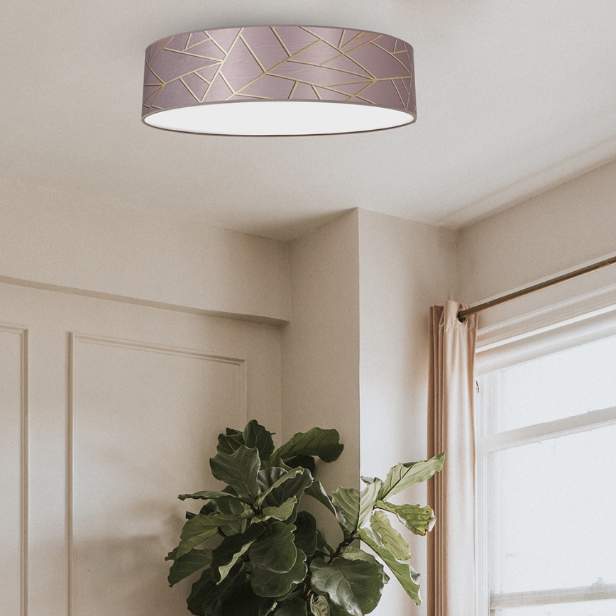 Taklampa  ZIGGY 3xE27/60W/230V rosa /gold