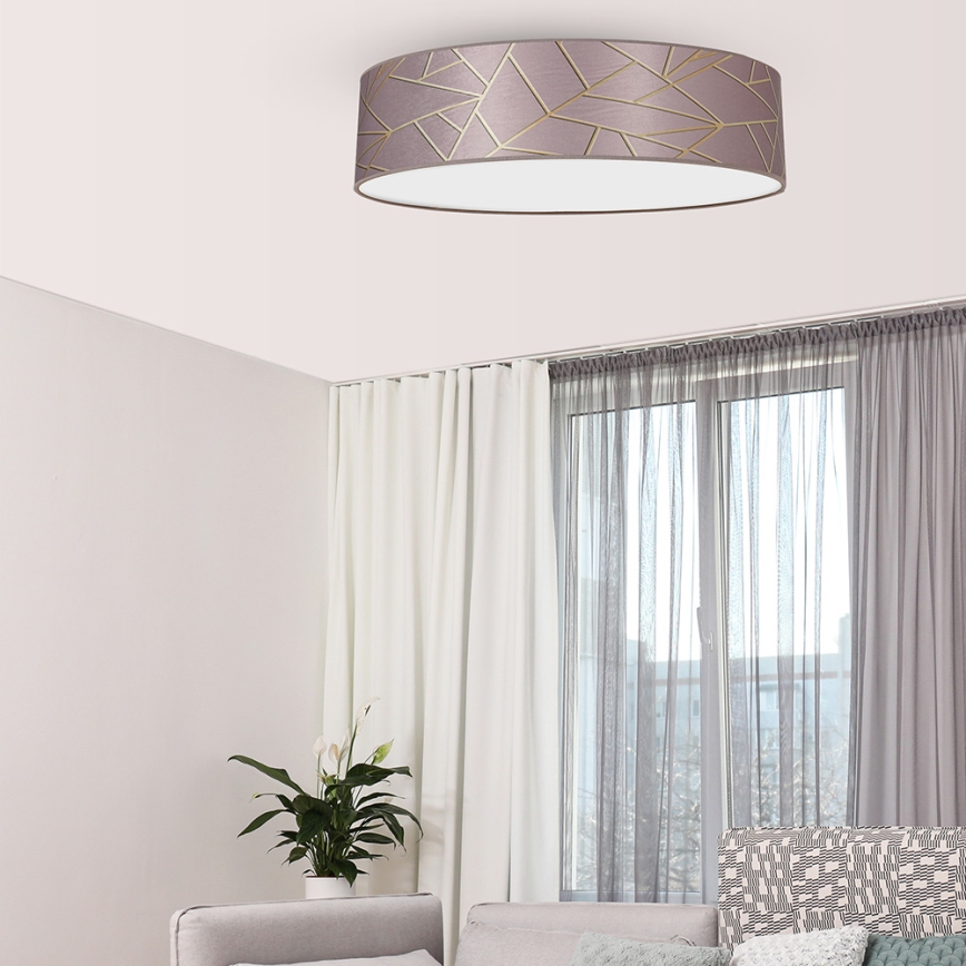 Taklampa  ZIGGY 3xE27/60W/230V rosa /gold