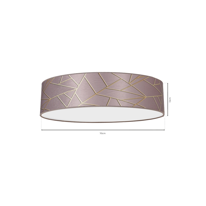 Taklampa  ZIGGY 3xE27/60W/230V rosa /gold