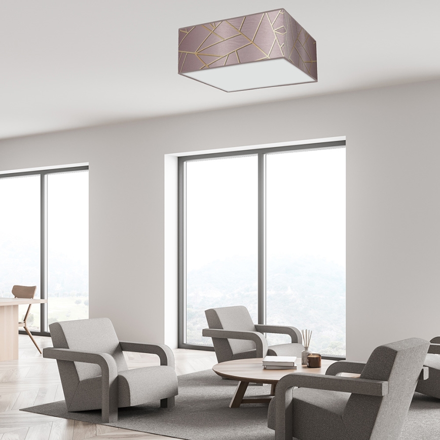 Taklampa  ZIGGY 3xE27/60W/230V rosa /gold