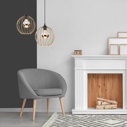 Taklampa på kabel ZOYA 1xE27/60W/230V guld