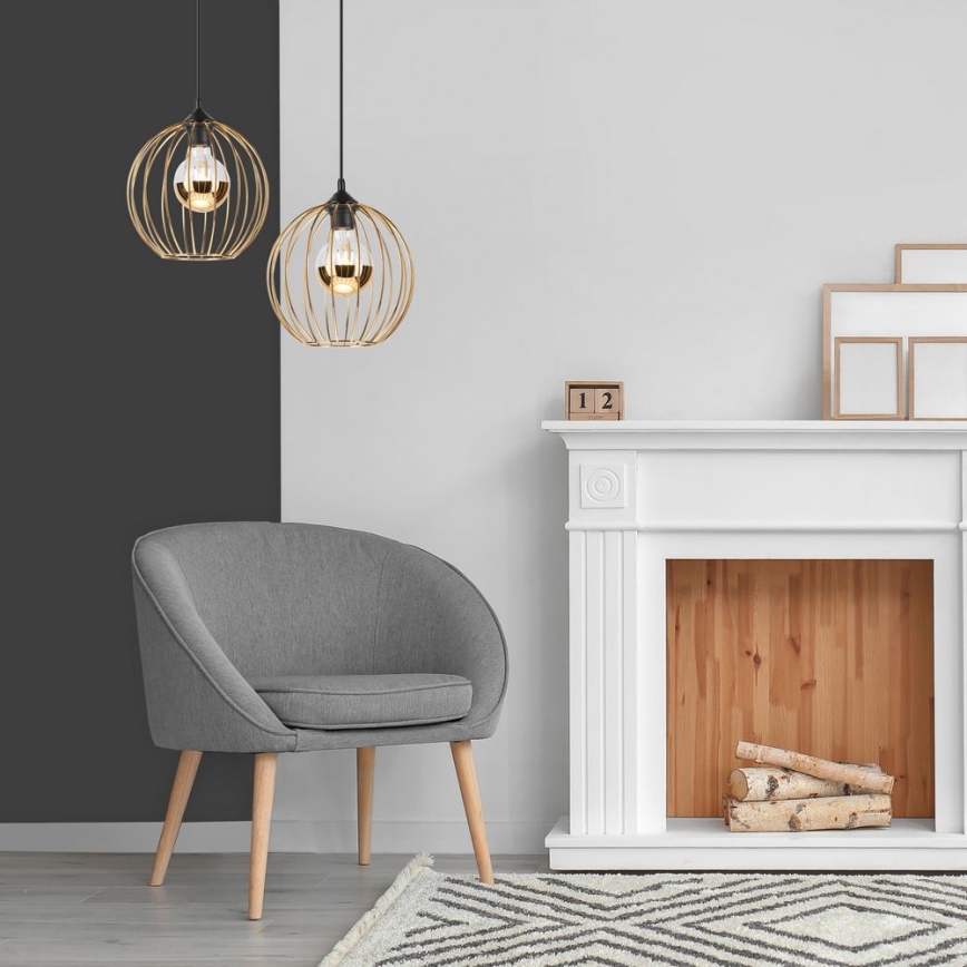 Taklampa på kabel ZOYA 1xE27/60W/230V guld