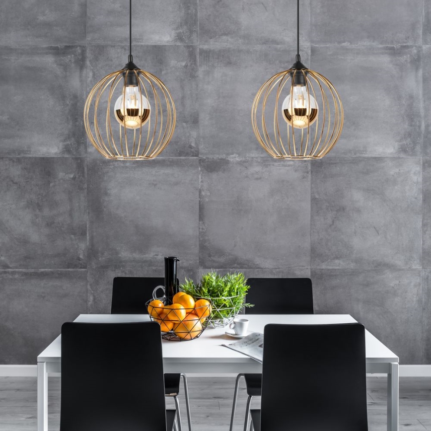 Taklampa på kabel ZOYA 1xE27/60W/230V guld