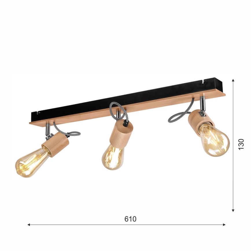 Takmonterad taklampa GUSTAVO 3xE27/60W/230V bok
