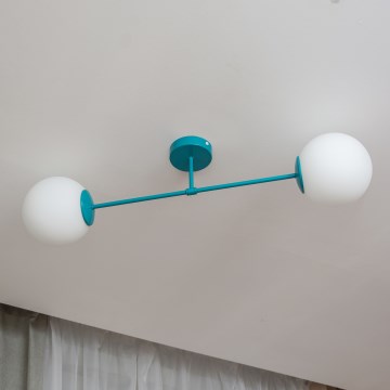 Takmonterad ljuskrona MOON 2xE27/15W/230V turkos