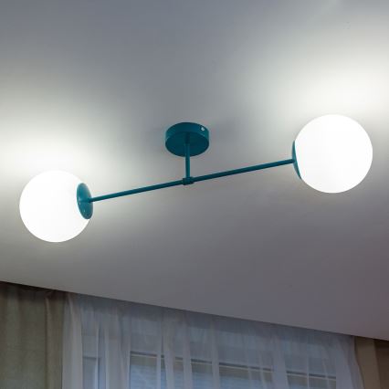 Takmonterad ljuskrona MOON 2xE27/15W/230V turkos