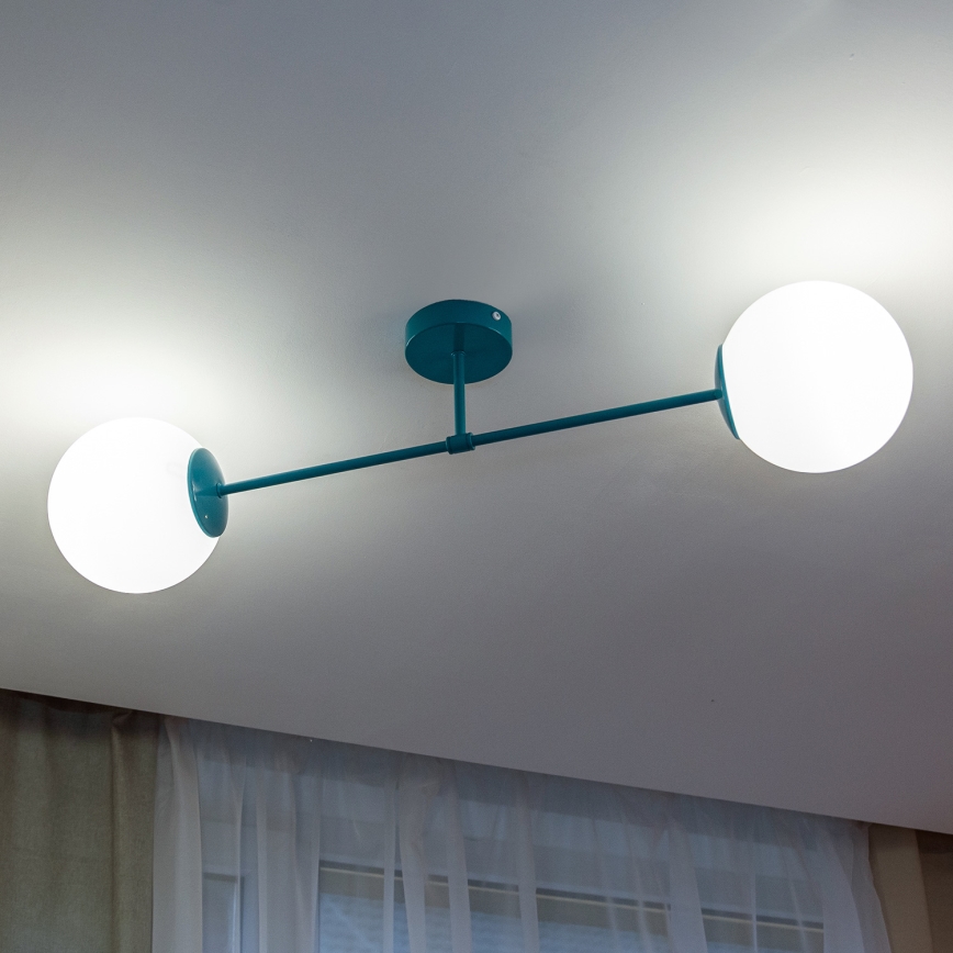 Takmonterad ljuskrona MOON 2xE27/15W/230V turkos
