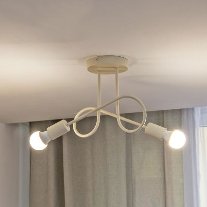 Takmonterad ljuskrona OXFORD 2xE27/15W/230V krämvit