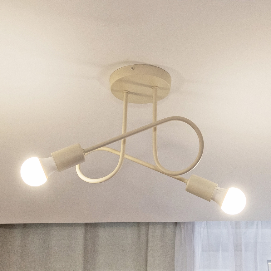 Takmonterad ljuskrona OXFORD 2xE27/15W/230V krämvit