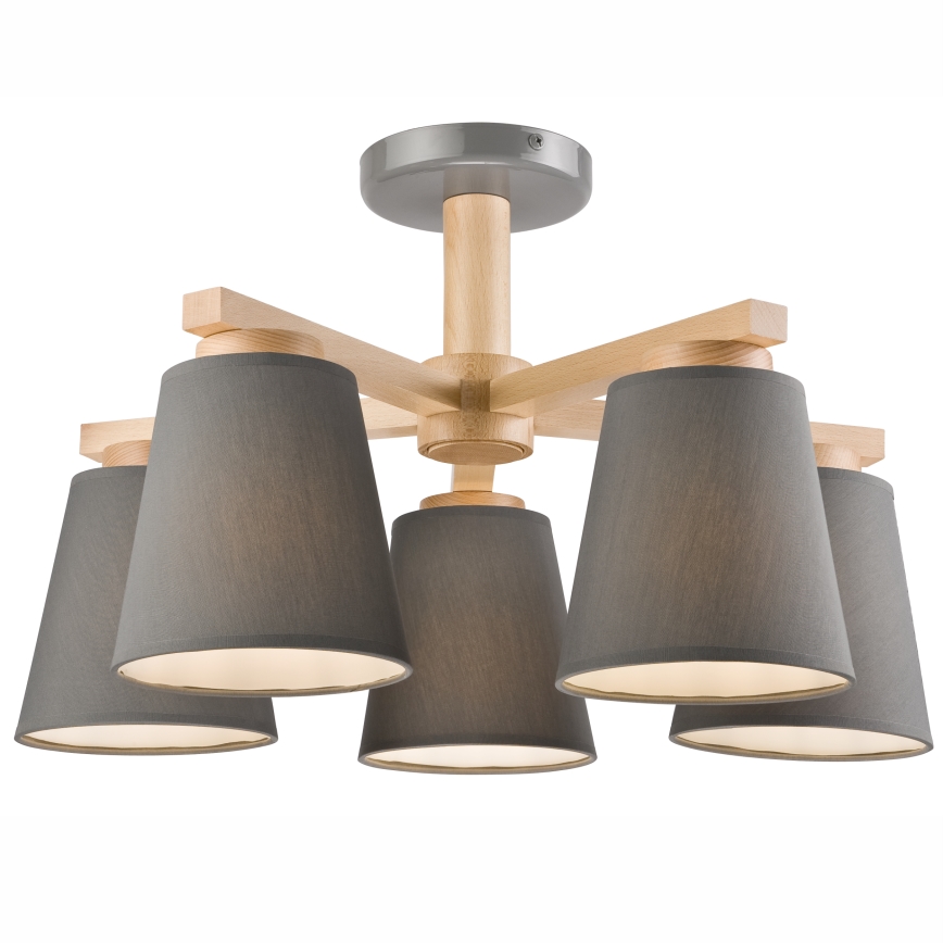Takmonterad taklampa ELLIE 5xE27/60W/230V grå/bok