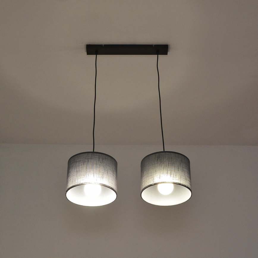 Takpendel ALBA 2xE27/15W/230V grå