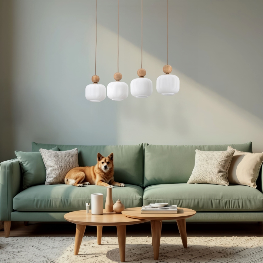 Takpendel BALLO med sladd 4xE14/10W/230V beige