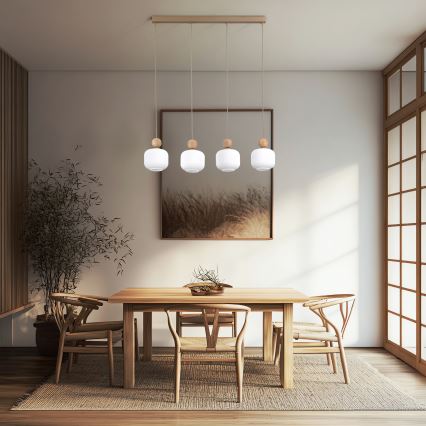 Takpendel BALLO med sladd 4xE14/10W/230V beige