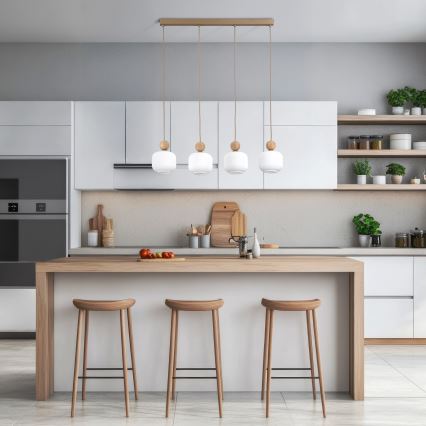 Takpendel BALLO med sladd 4xE14/10W/230V beige