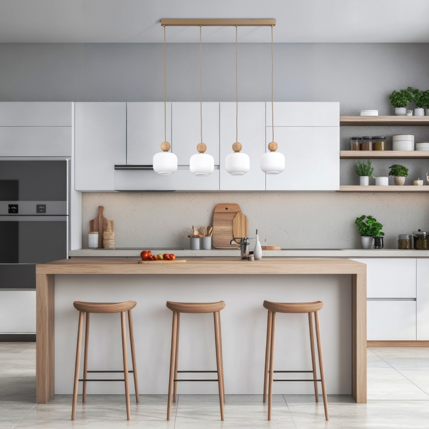 Takpendel BALLO med sladd 4xE14/10W/230V beige