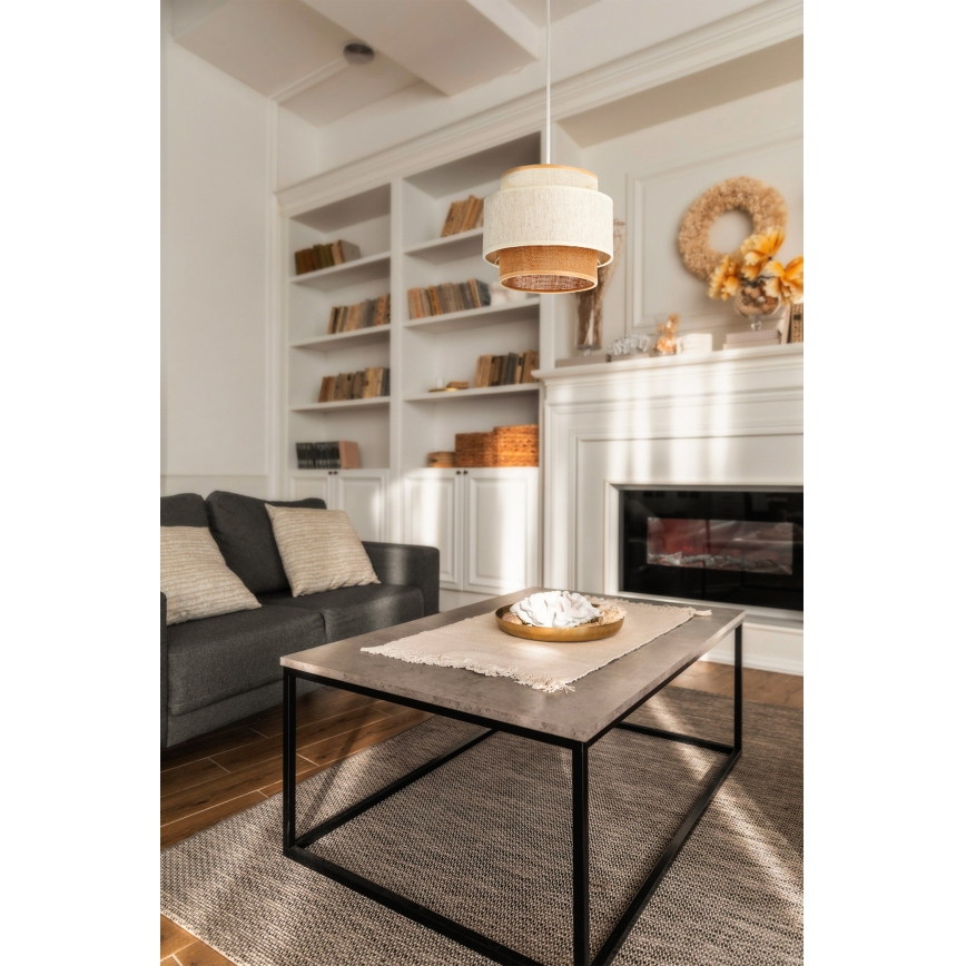 Takpendel BOHO med sladd 1xE27/60W/230V Ø 20 cm vit/jute