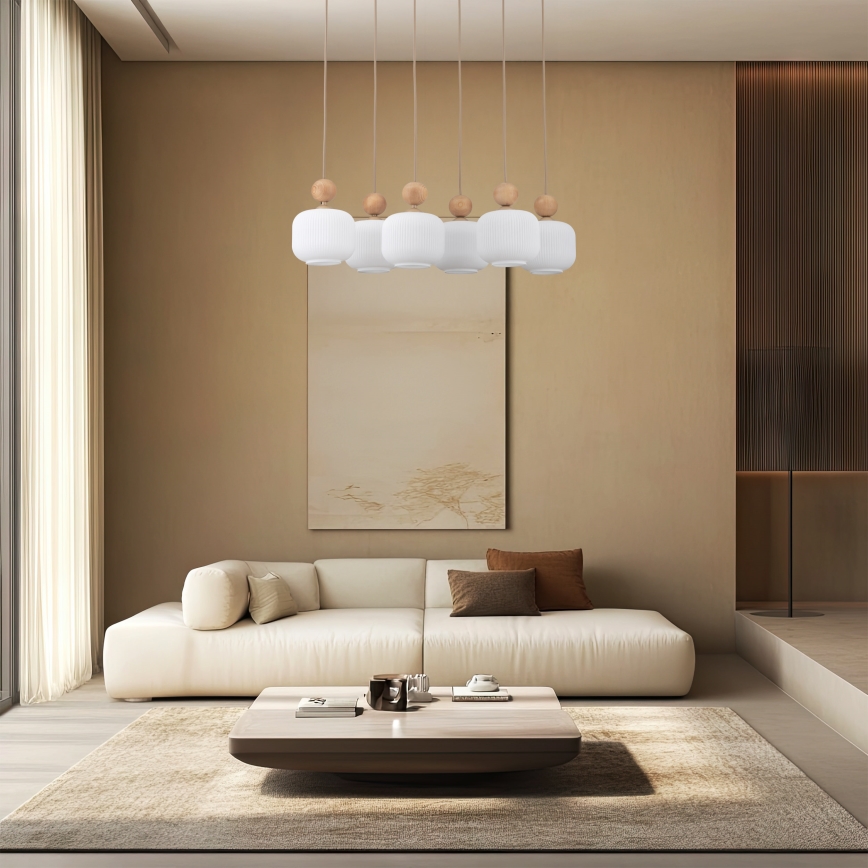 Takpendel med kabel BALLO 6xE14/10W/230V beige