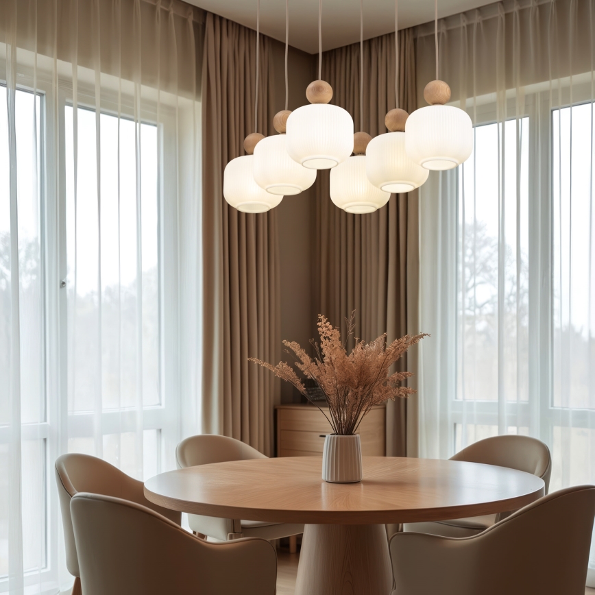 Takpendel med kabel BALLO 6xE14/10W/230V beige