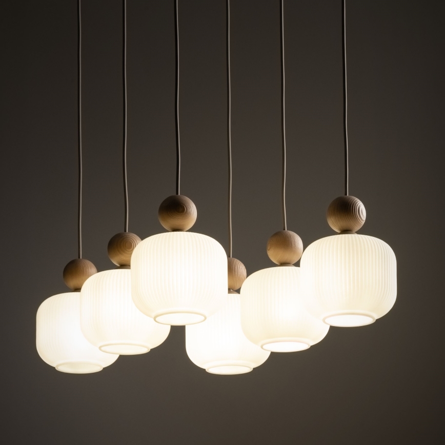 Takpendel med kabel BALLO 6xE14/10W/230V beige