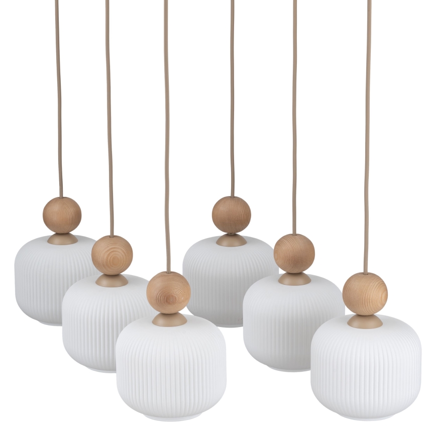 Takpendel med kabel BALLO 6xE14/10W/230V beige