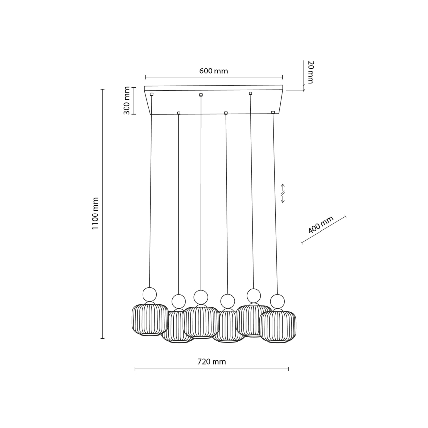 Takpendel med kabel BALLO 6xE14/10W/230V beige