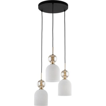 Takpendel med vajer SOPHIA 3xE14/10W/230V svart/rökfärgad beige/vit
