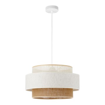 Takpendel på kabel BOHO 1xE27/60W/230V Ø 40 cm vit/jute