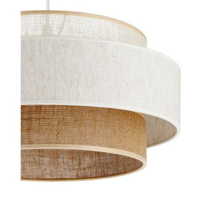 Takpendel på kabel BOHO 1xE27/60W/230V Ø 40 cm vit/jute