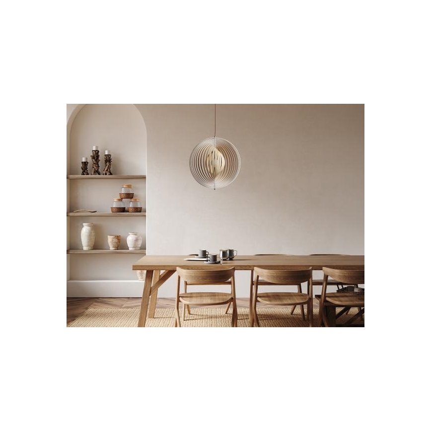 Takpendel på sladd 1xE27/60W/230V Ø 50 cm massivt trä/fanér/gummiträ