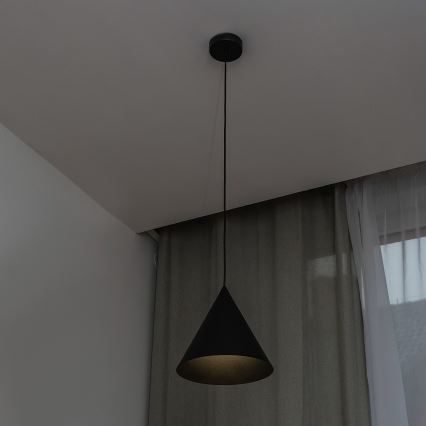 Takpendel på sladd ETNA II 1xE27/15W/230V Ø 25 cm svart