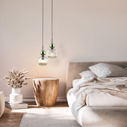 Takpendel SOPHIA med sladd 1xE14/10W/230V svart/grön/rökbeige