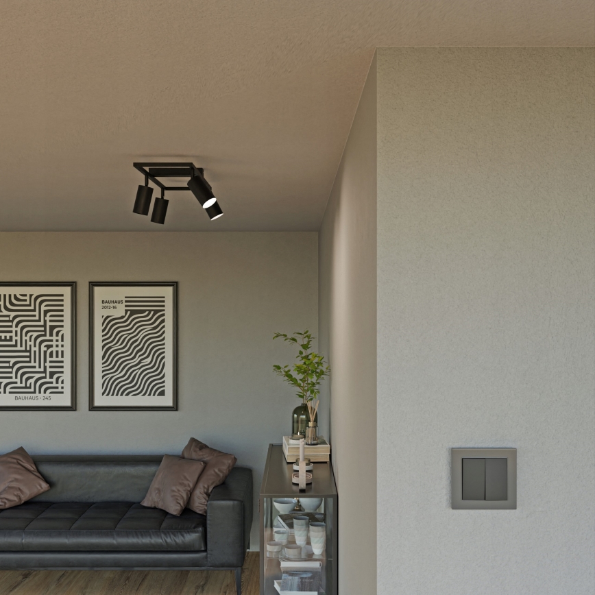 Takspotlight 4xGU10/30W/230V svart