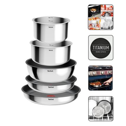 Tefal - 9-delars set INGENIO COOK i rostfritt stål