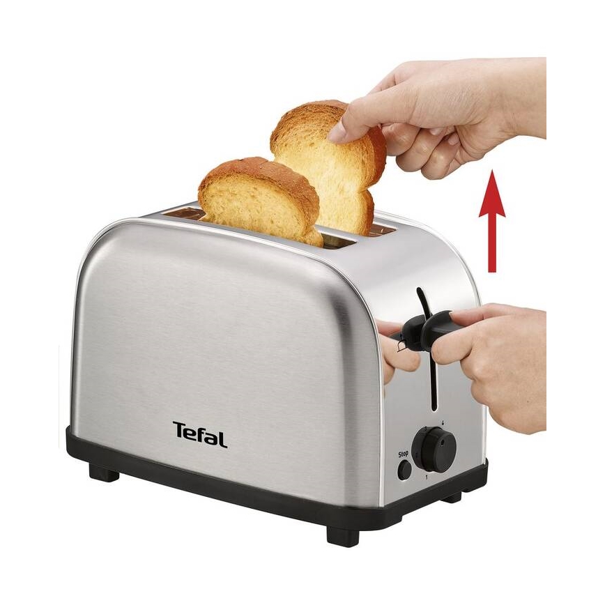 Tefal - Brödrost för två skivor ULTRA MINI 700W/230V matt krom