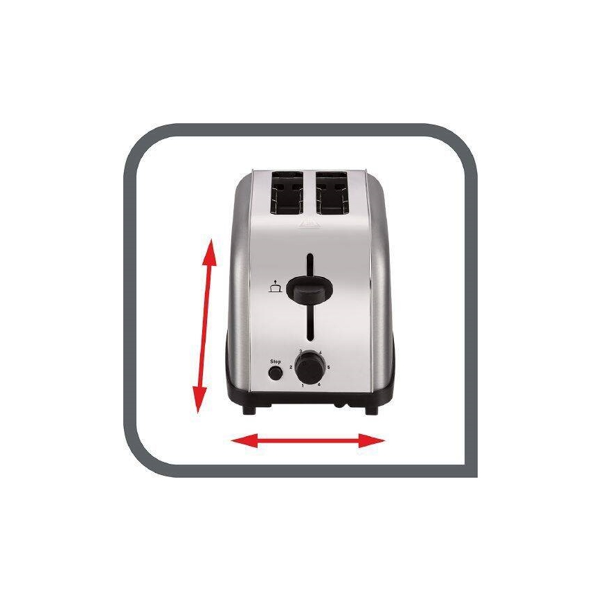 Tefal - Brödrost för två skivor ULTRA MINI 700W/230V matt krom