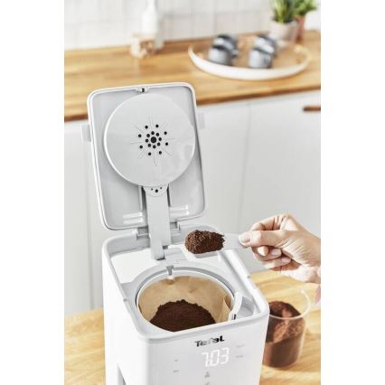 Tefal - Dropp kaffebryggare med LCD display SENSE 1000W/230V vit