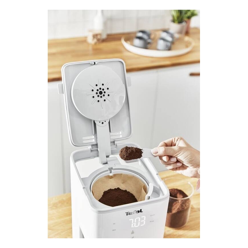 Tefal - Dropp kaffebryggare med LCD display SENSE 1000W/230V vit