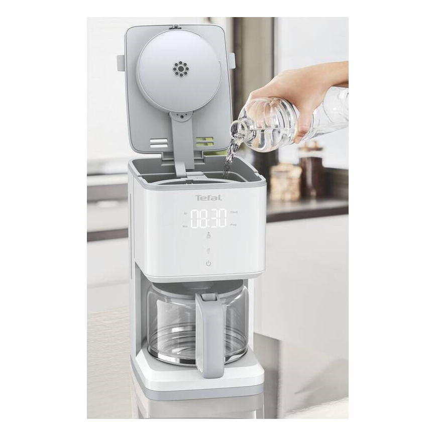 Tefal - Dropp kaffebryggare med LCD display SENSE 1000W/230V vit