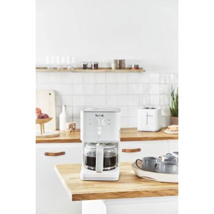 Tefal - Dropp kaffebryggare med LCD display SENSE 1000W/230V vit