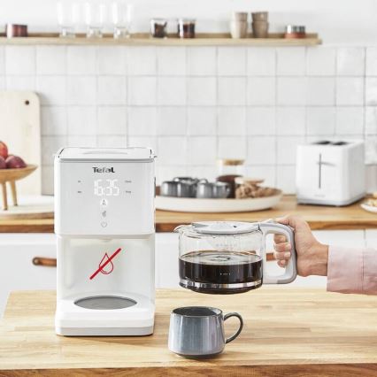 Tefal - Dropp kaffebryggare med LCD display SENSE 1000W/230V vit