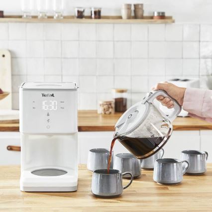 Tefal - Dropp kaffebryggare med LCD display SENSE 1000W/230V vit