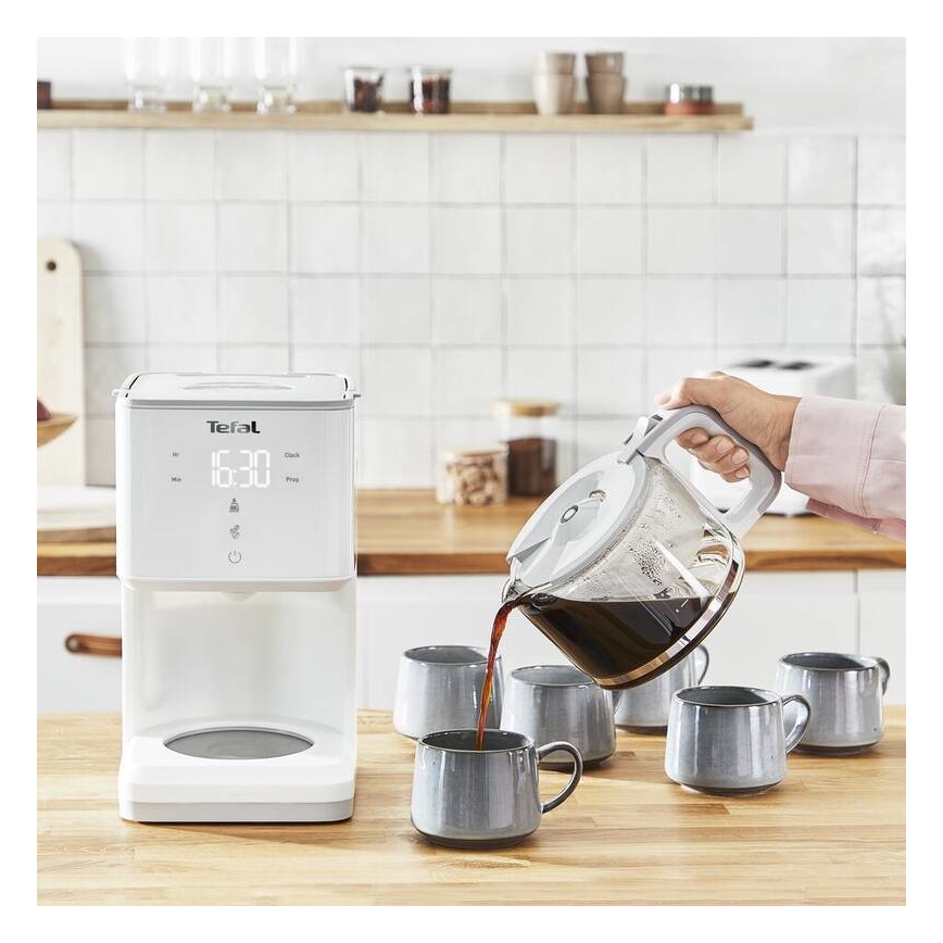 Tefal - Dropp kaffebryggare med LCD display SENSE 1000W/230V vit