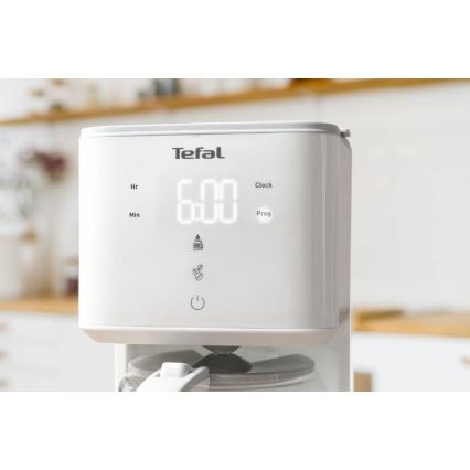 Tefal - Dropp kaffebryggare med LCD display SENSE 1000W/230V vit