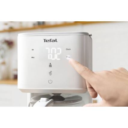 Tefal - Dropp kaffebryggare med LCD display SENSE 1000W/230V vit