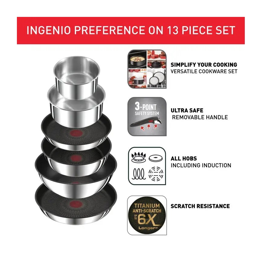 Tefal - Kokkärnset 13 delar INGENIO PREFERENCE ON rostfritt stål