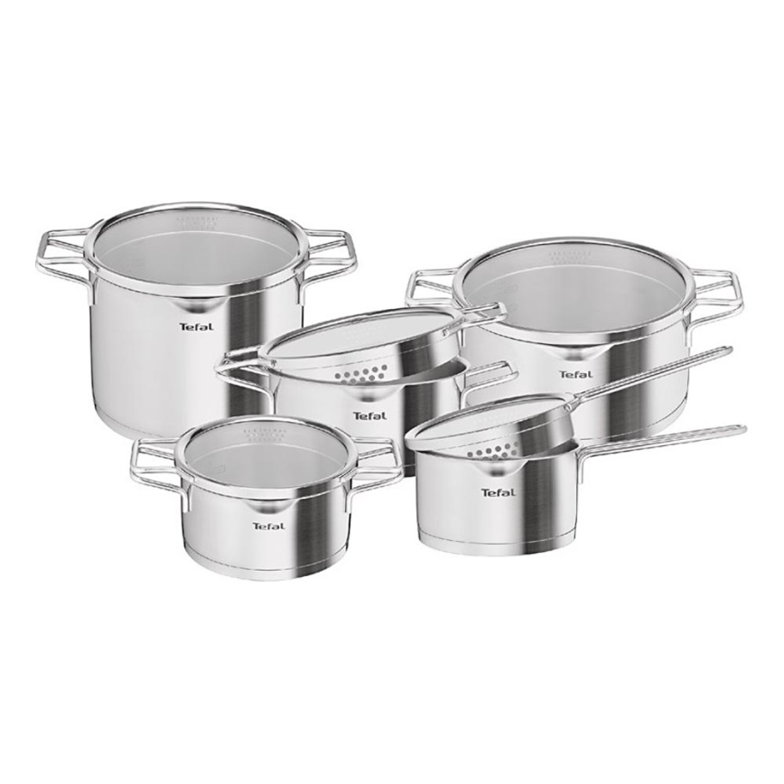 Tefal - Kastrullset 10 delar NORDICA i rostfritt stål