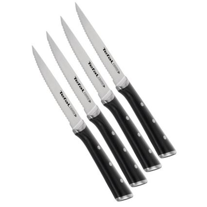 Tefal - KIT 4x Stekkniv i rostfritt stål ICE FORCE 11 cm skinande krom/svart