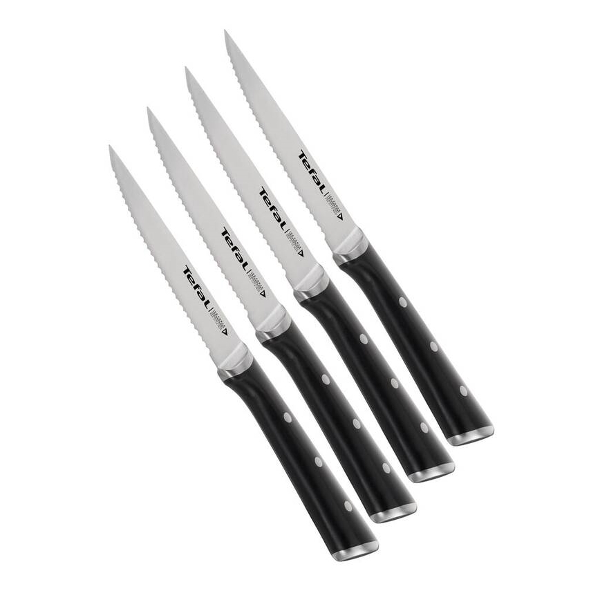 Tefal - KIT 4x Stekkniv i rostfritt stål ICE FORCE 11 cm skinande krom/svart