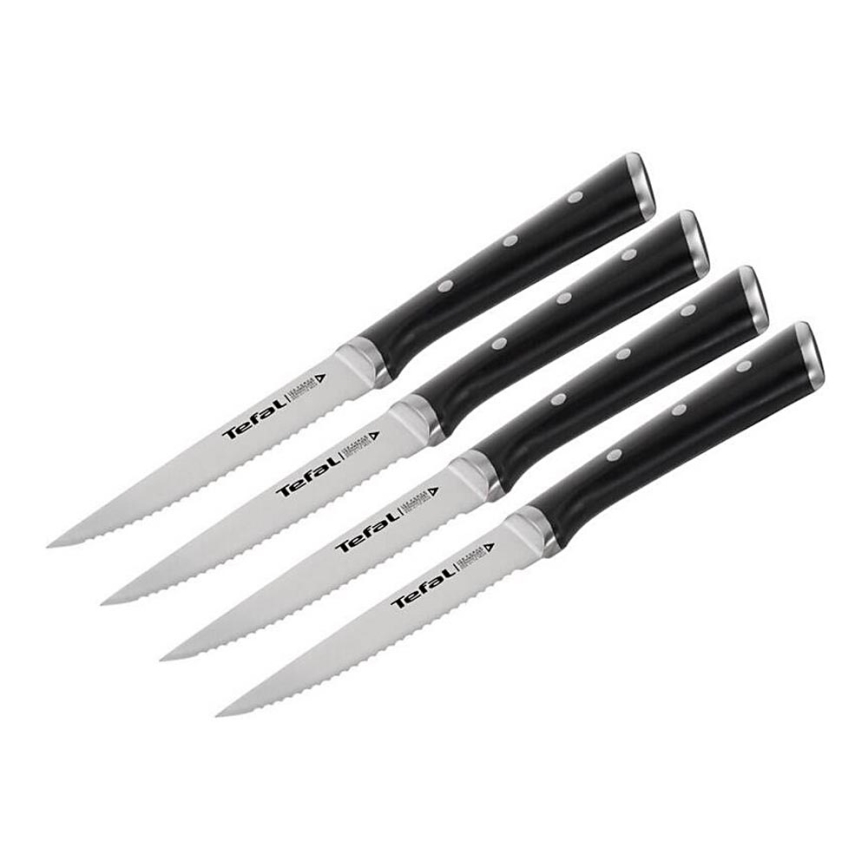Tefal - KIT 4x Stekkniv i rostfritt stål ICE FORCE 11 cm skinande krom/svart